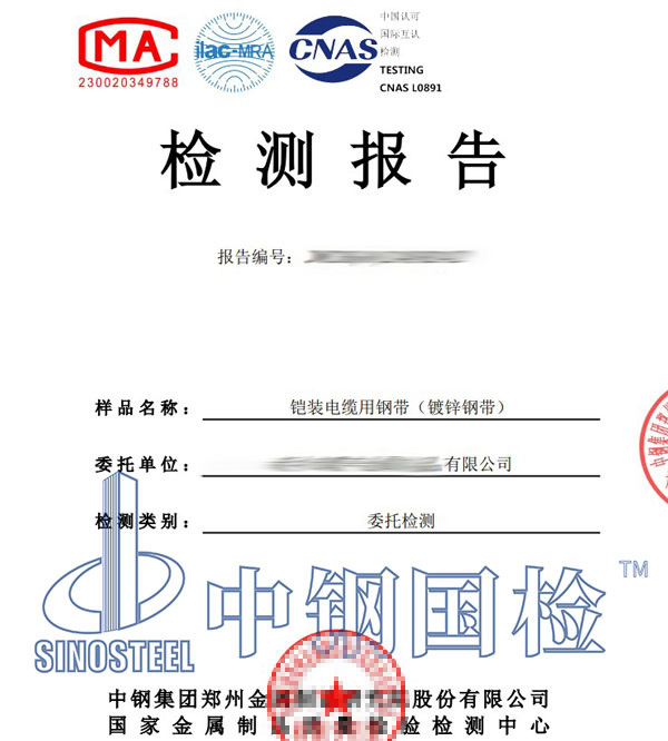 鍍鋅鋼帶檢測報(bào)告