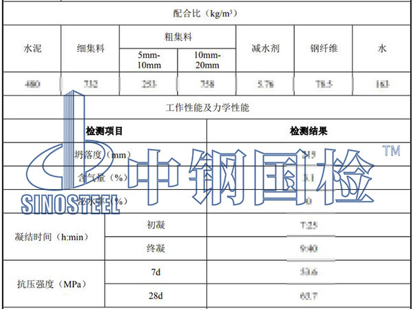 鋼纖維混凝土檢測項目結果